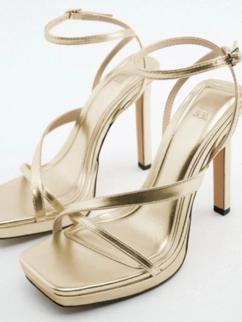 Zara Gold Metallic Platform Heels - Picture 1 of 6